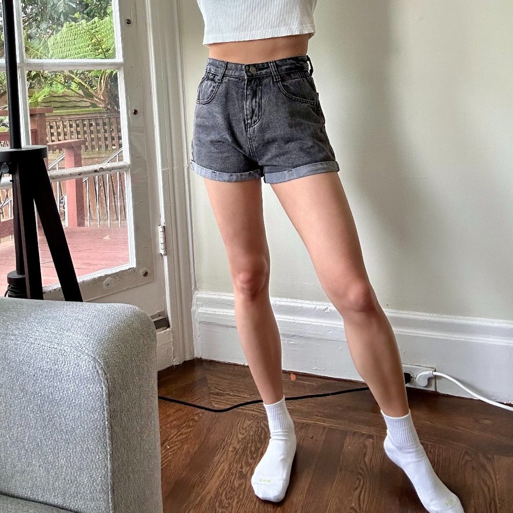Gray Denim Shorts